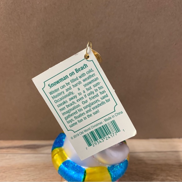 New! Old World Christmas Snowman On Beach Tree Ornament Glass - Picture 5 of 5